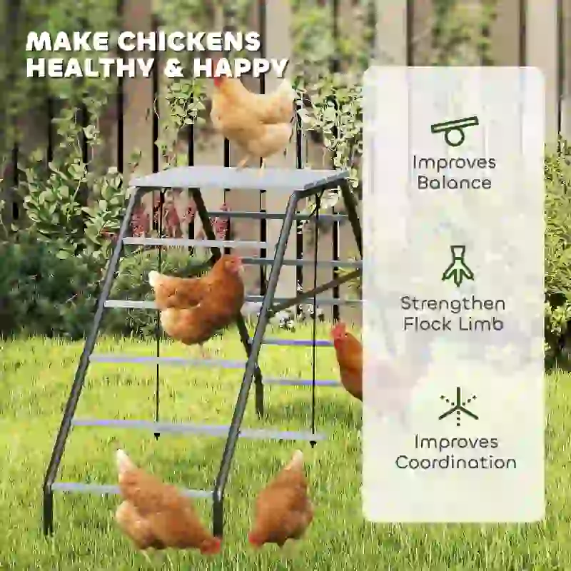 PawHut Chicken Coop Perches with Adjustable Swing, 10 Roosting Bars, for Backyard, Farm