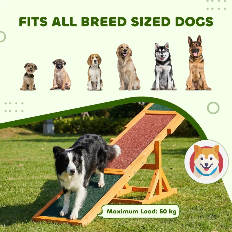 PawHut Wooden Dog Agility Seesaw for Balance Training and Exercise, Platform Equipment Run Game Toy, Weather Resistant Pet Supplies, for Outdoor Backyard, 71" L x 12" W x 12" H, Natural