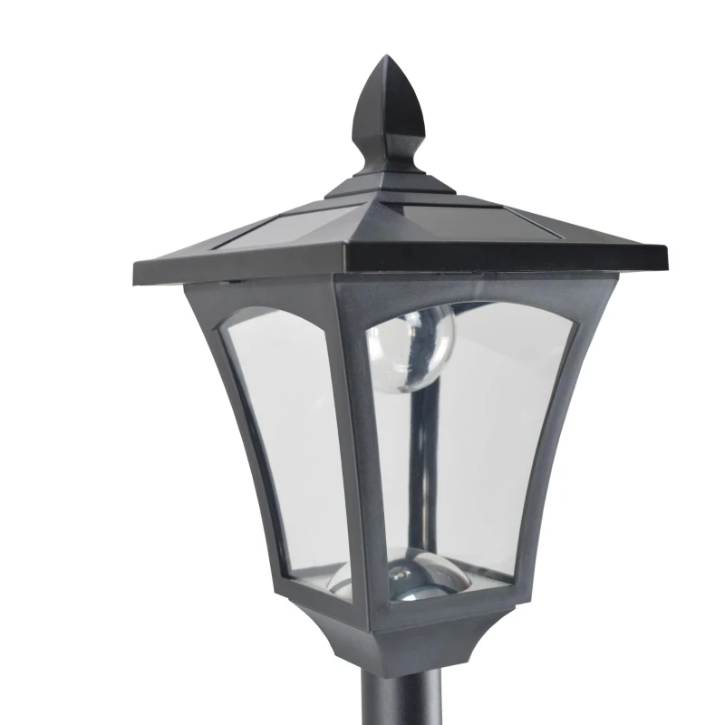 Outsunny 63" Single Solar Lamp Post, 40 Lumens Garden Solar-Powered LED Streetlight Style Outdoor Light Waterproof 5-6 Hours with Base for Lawn Pathway Walkway, Black
