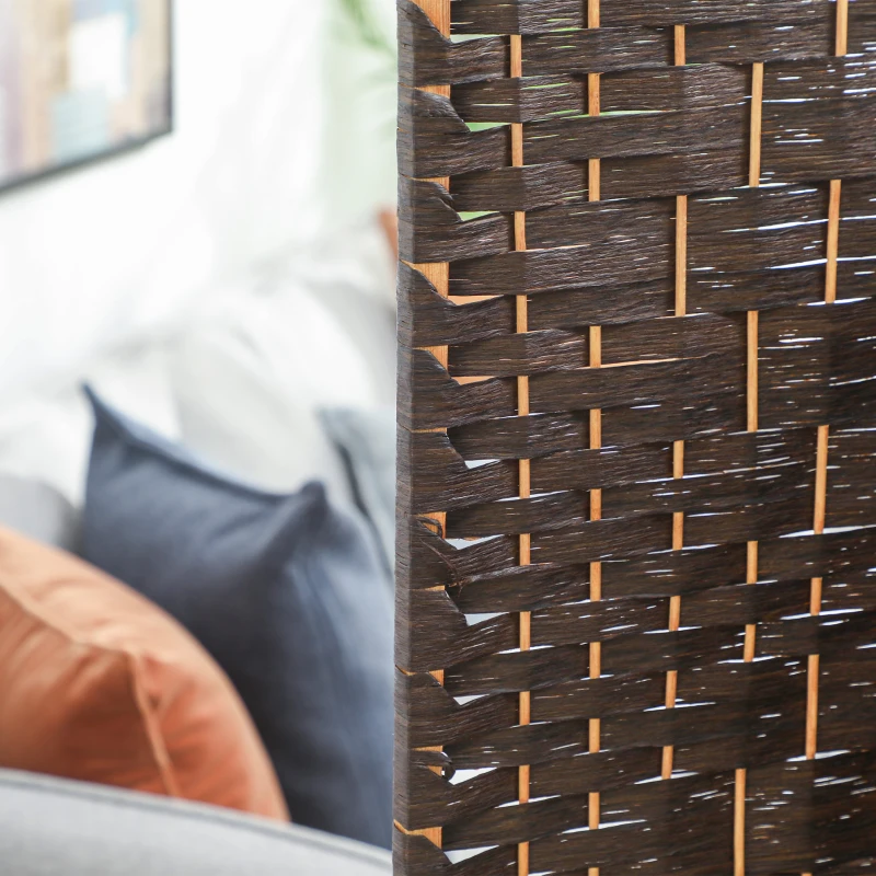 HOMCOM 8 Panel Folding Room Divider Portable Privacy Screen Wave Fiber Room Partition for Home Office Brown