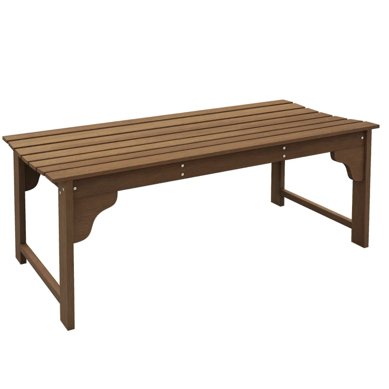 Outsunny Wooden Garden Bench, Patio Double Park Bench with Slatted Seat, Front Porch Backless Bench, Teak