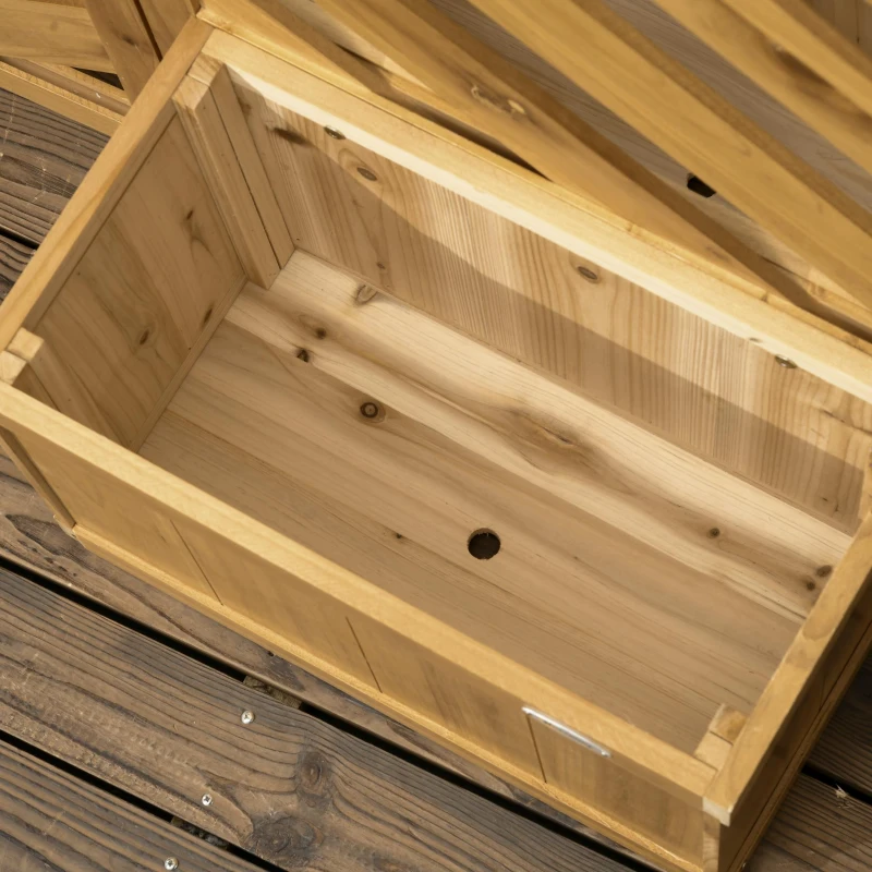 Outsunny Backyard Privacy Screen - Folding 65" with Planters for Patio, Deck, and Backyard, Brown