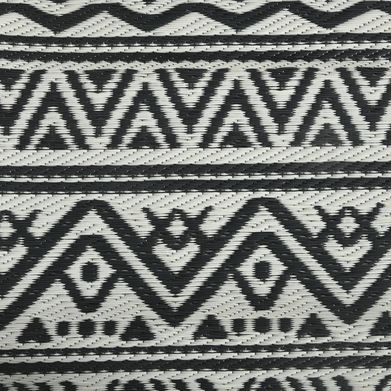 Outsunny Reversible Outdoor Rug Waterproof Plastic Straw RV Rug with Carry Bag, 8' x 10', Grey and Cream White Boho