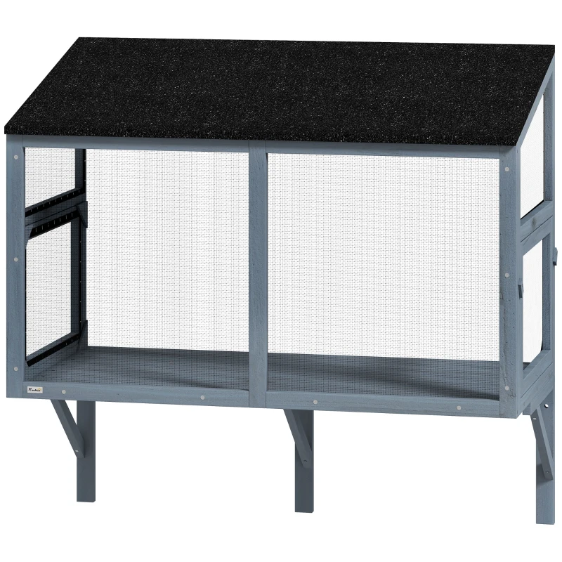 PawHut Catio Outdoor Cat Enclosure Expandable Wooden Cat House with 2 Doors for Window, 39.4"L