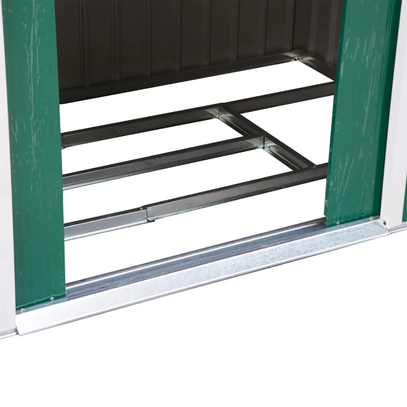 Outsunny 7' x 4' x 6' Garden Storage Shed Outdoor Patio Metal Tool Storage House w/ Foundation Kit and Double Doors Green