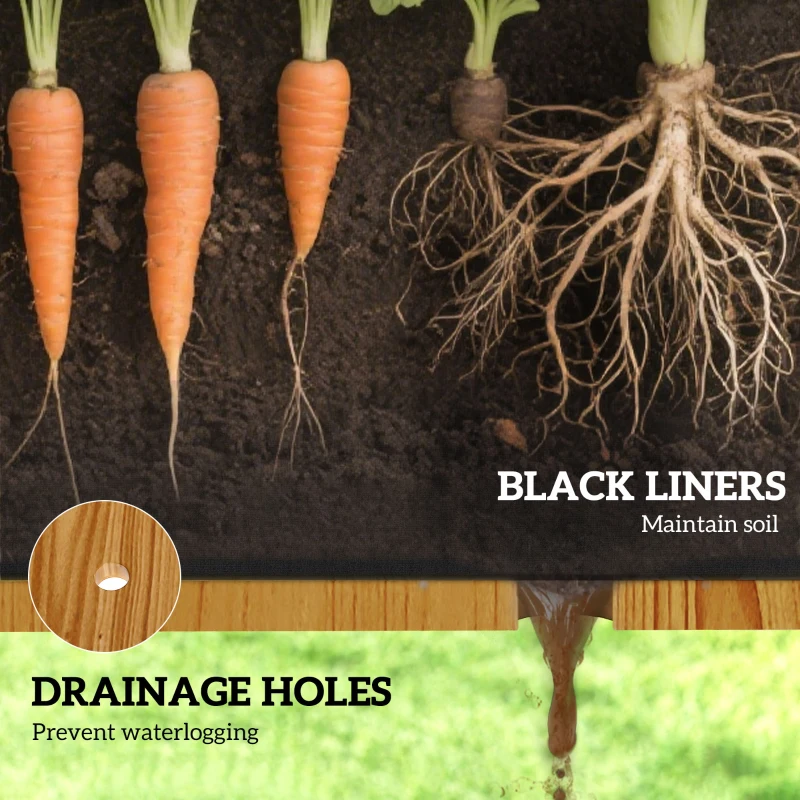 Outsunny Raised Garden Bed with PE Greenhouse Cover Outdoor Planter Box for Herbs and Vegetables, 35 x 22 x 47 inch, Brown