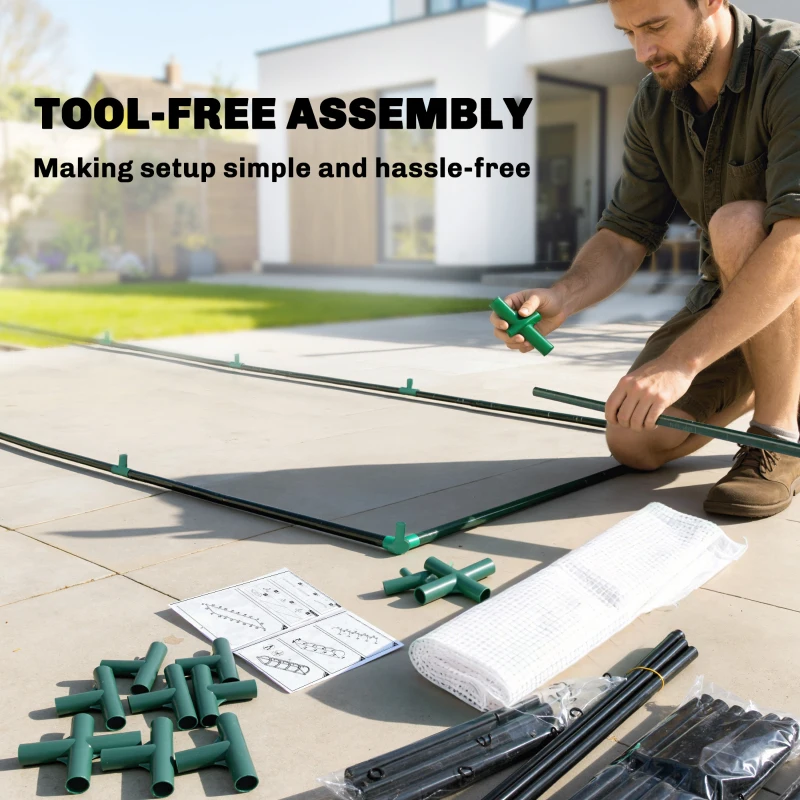 Outsunny Mini Greenhouse, Portable Greenhouse with 4 Roll-Up Doors, PE Cover, 177.2" x 39.4" x 31.5", White