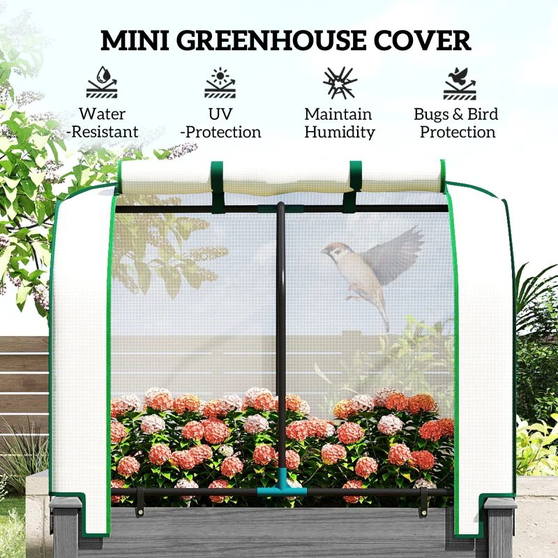 Outsunny Raised Garden Bed with PE Greenhouse Cover Outdoor Planter Box for Herbs and Vegetables, 35 x 22 x 47 inch, Dark Gray