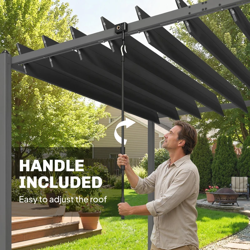 Outsunny 10' x 19' Louvered Pergola with UPF50+ Adjustable Roof and Aluminum Frame, Outdoor Pergola Gazebo, Dark Grey