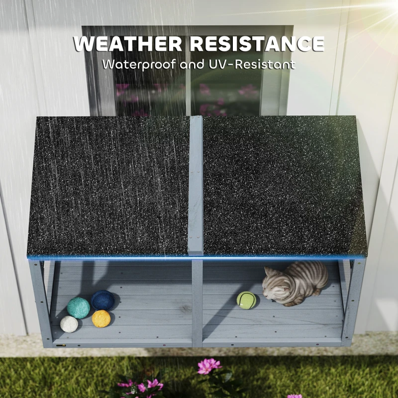 PawHut Catio Outdoor Cat Enclosure Expandable Wooden Cat House with 2 Doors for Window, 51.2"L