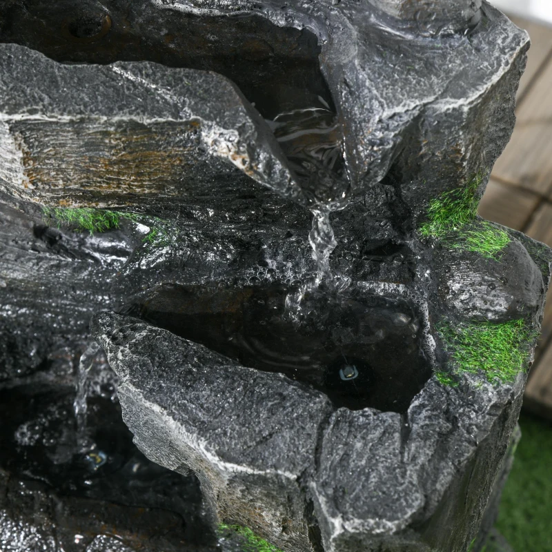 Outsunny Garden Water Feature with LED Lights and Pump, 4 Tier Cascading Water Fountain for Outdoor