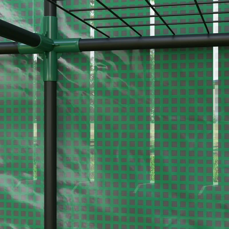 Outsunny Lean-to Greenhouse with 3 Tier Shelves, Portable Greenhouse with PE Cover, 2 Roll-Up Doors, 56.7" x 18.9" x 59.8", Green
