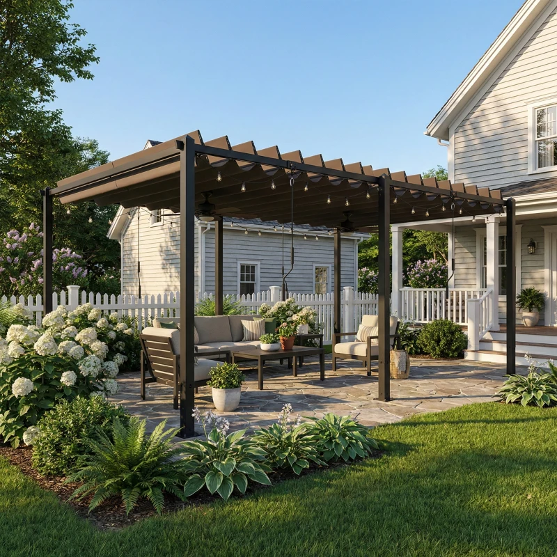 Outsunny 10' x 19' Louvered Pergola with UPF50+ Adjustable Roof and Aluminum Frame, Outdoor Pergola Gazebo, Dark Grey