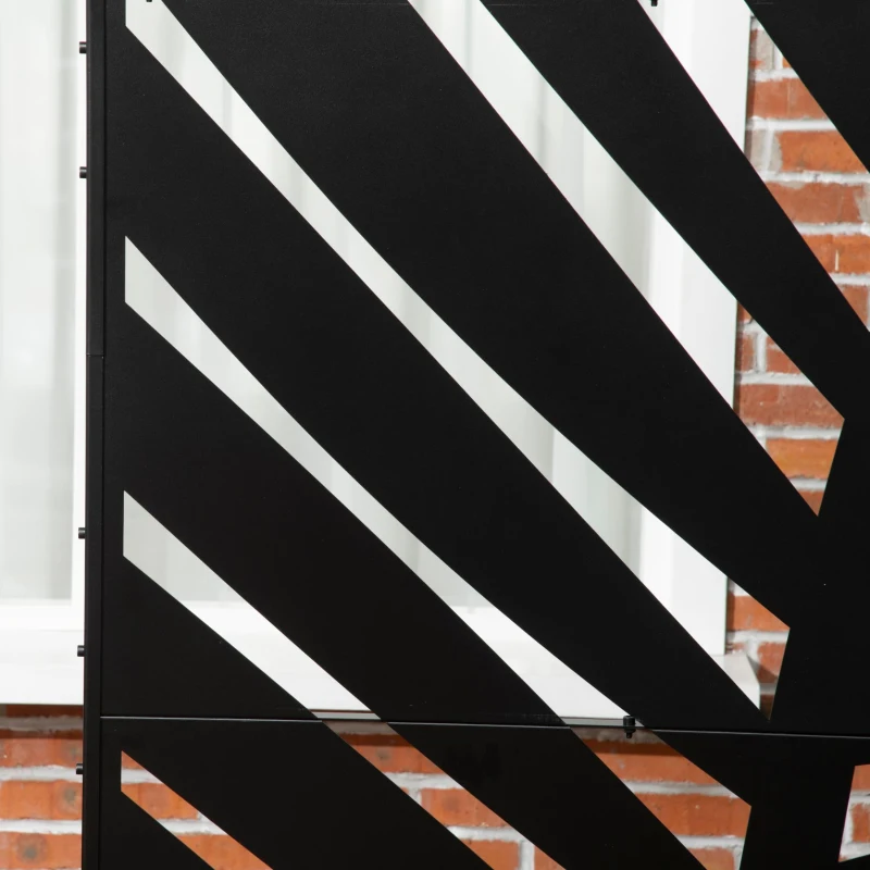 Outsunny Metal Outdoor Privacy Screen, 48" x 78" H Decorative Outdoor Divider with Stand and Expansion Screws, Freestanding Privacy Panel for Garden Backyard Deck Pool, Banana Leaf