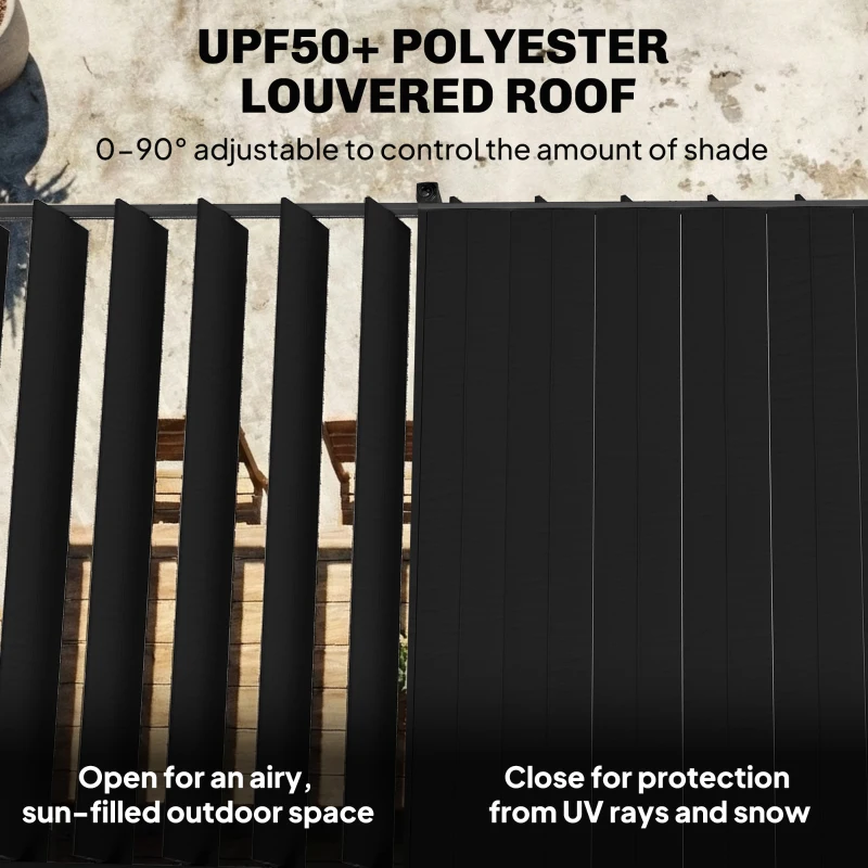 Outsunny 10' x 19' Louvered Pergola with UPF50+ Adjustable Roof and Aluminum Frame, Outdoor Pergola Gazebo, Dark Grey