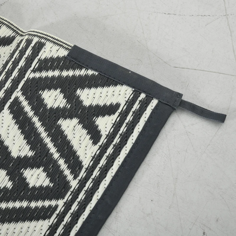 Outsunny Reversible Outdoor Rug Waterproof Plastic Straw RV Rug with Carry Bag, 8' x 10', Grey and Cream White Boho