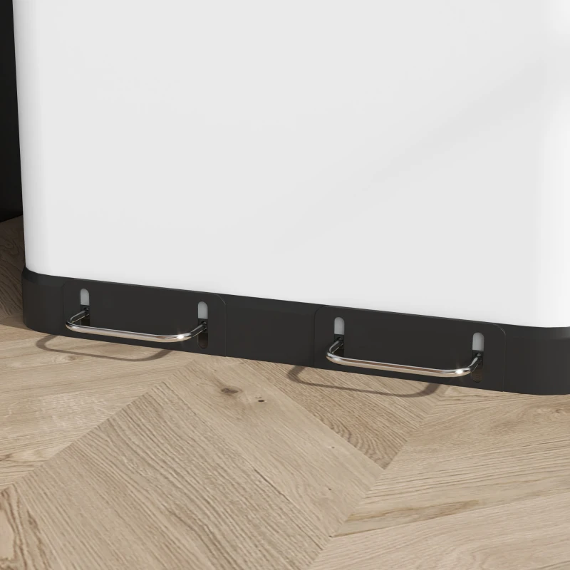 HOMCOM Kitchen Garbage Bin, 2 x 7.9 Gal (2 x 30 L) Trash Can, Soft-Close Garbage Can with Removable Inner Buckets, White