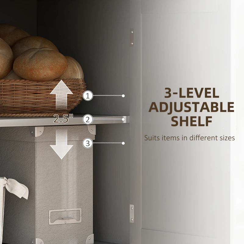 HOMCOM Modern Sideboard Cabinet, 41" Kitchen Buffet Cabinet with Drawer, Adjustable Shelf, 3 Doors for Dining Room, Grey