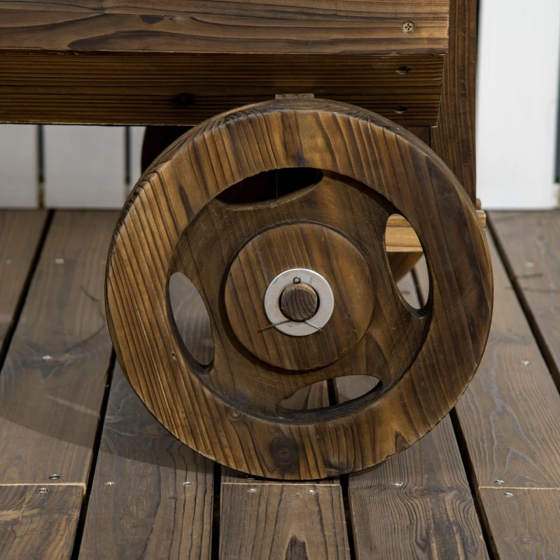 Outsunny Wooden Raised Garden Bed, Flower Cart w/ Wheels, Planters for Outdoor Plants, Backyard, Patio, Deck, Garden Decor