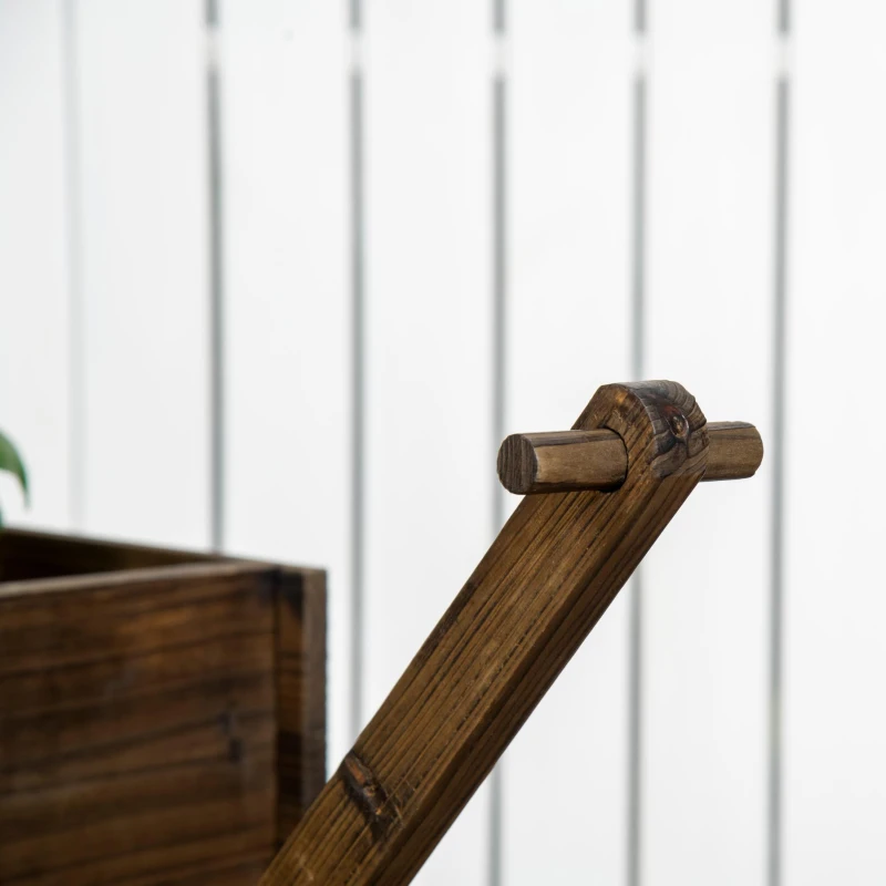 Outsunny Wooden Raised Garden Bed, Flower Cart w/ Wheels, Planters for Outdoor Plants, Backyard, Patio, Deck, Garden Decor