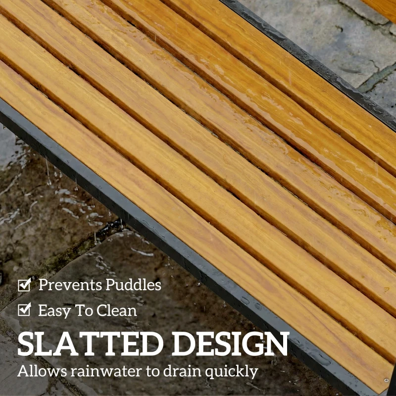 Outsunny Outdoor Garden Bench, Patio Bench with Backrest and Armrests, 2-Person Garden Seating