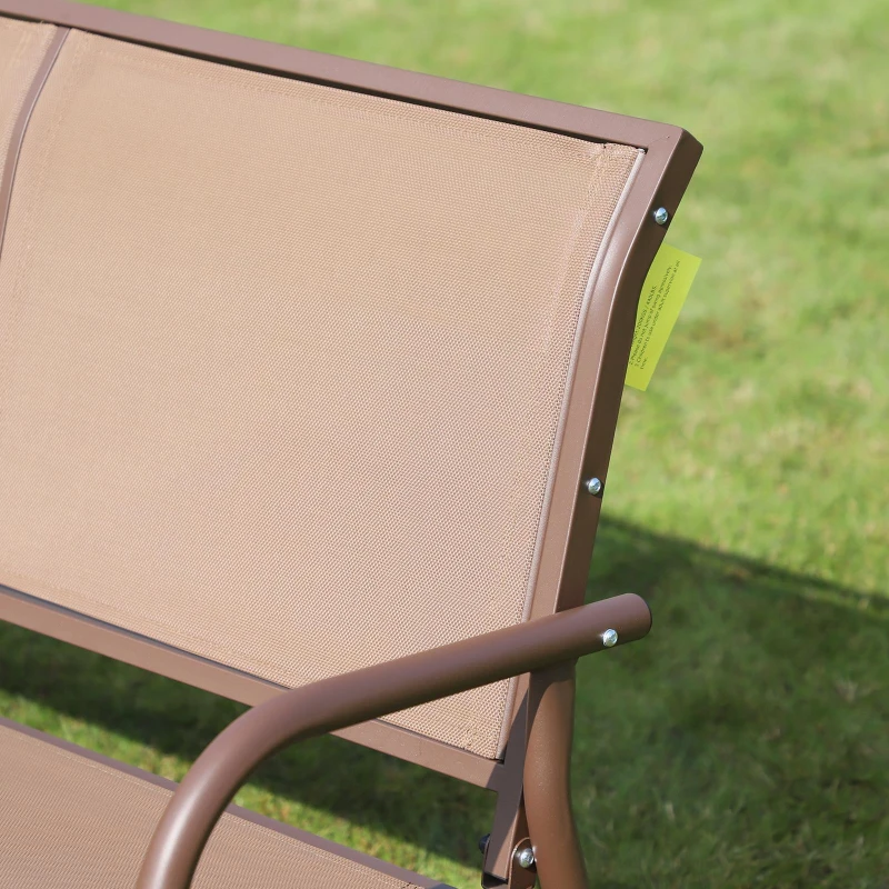 Outsunny Outdoor Glider Bench, 2 Person Patio Glider Chair, Gliding Outdoor Garden Loveseat Swing Bench with Breathable Mesh Fabric, Steel Frame for Backyard, Porch, Coffee Brown