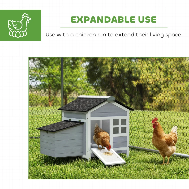 PawHut Wooden Chicken Coop Outdoor with Nesting Box, Pull-Out Metal Tray, for 1-2 Chickens, Rabbits, Ducks, 36" x 25" x 27"