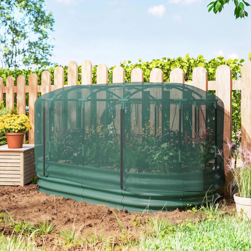 Outsunny Galvanized Raised Garden Bed Kit with Self Watering System, Oval Outdoor Planter Garden Boxes, 6x3ft, Green