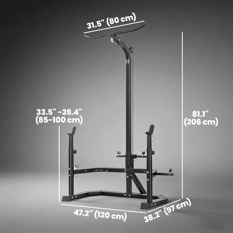 Soozier Multi-Function Home Gym Machine with Bench Press Rack, Squat Rack and Lat Pulldown System, Black