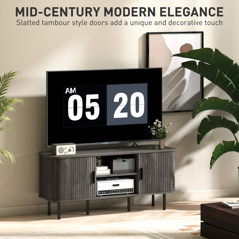 HOMCOM TV Stand Cabinet for TVs up to 55 Inches, TV Unit with Storage Shelves and Cabinets for Living Room, Grey