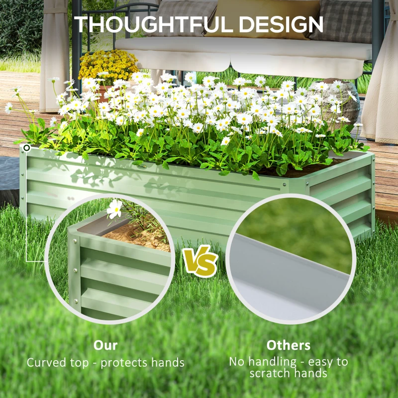 Outsunny Galvanized Raised Garden Bed, Outdoor Planter Box for Vegetables, Flowers, Herbs, 4' x 2' x 1', Light Green