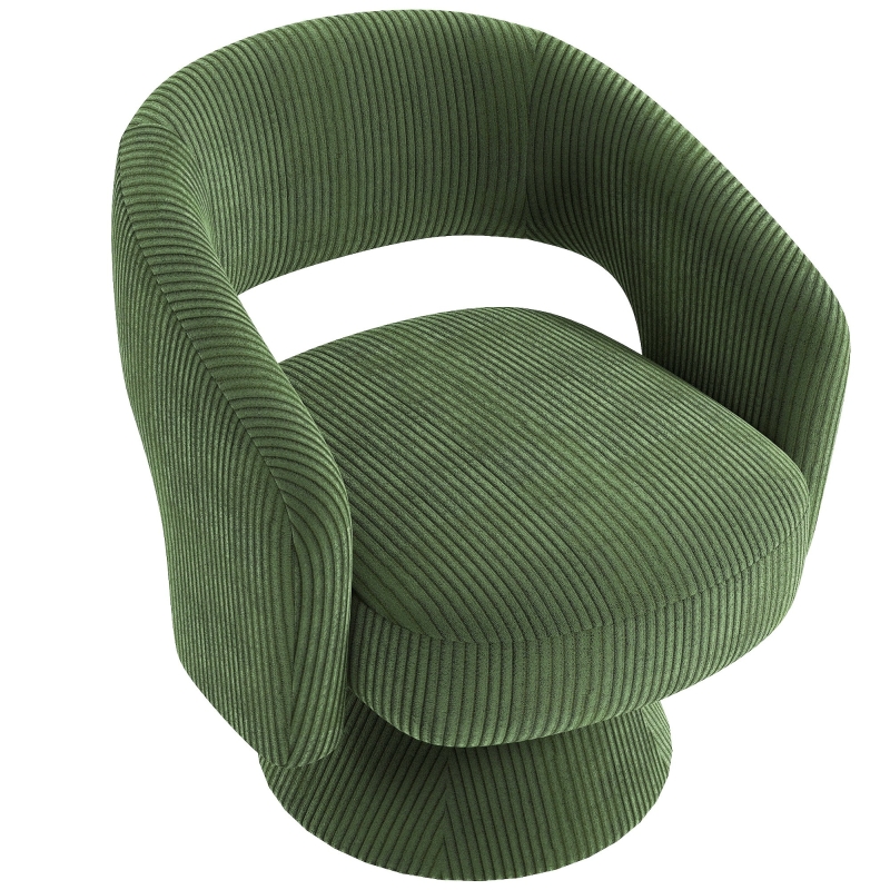 HOMCOM Swivel Barrel Accent Chair, Modern Upholstered Living Room Chair with Thick Padding for Reading, Green