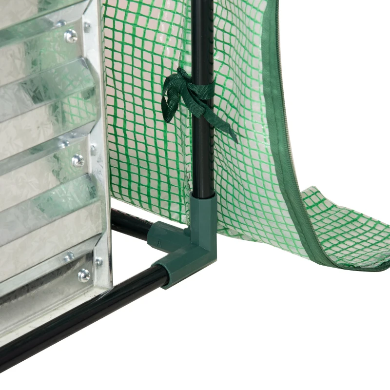 Outsunny Steel Outdoor Raised Garden Bed with Greenhouse,Cover, Roll Up Door, Dual Use, 50"x37.4"x36.2", Green