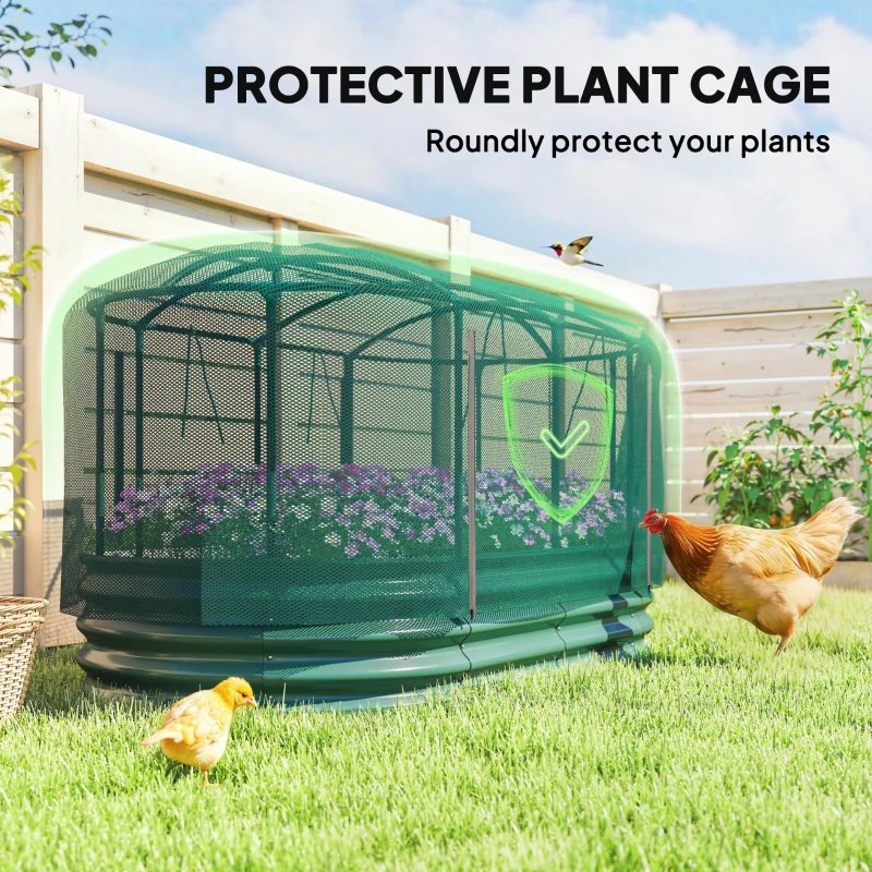 Outsunny Galvanized Raised Garden Bed Kit with Self Watering System, Oval Outdoor Planter Garden Boxes, 6x3ft, Green