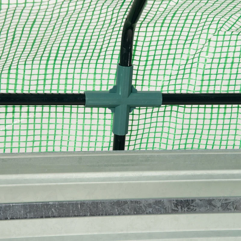 Outsunny Steel Outdoor Raised Garden Bed with Greenhouse,Cover, Roll Up Door, Dual Use, 50"x37.4"x36.2", Green