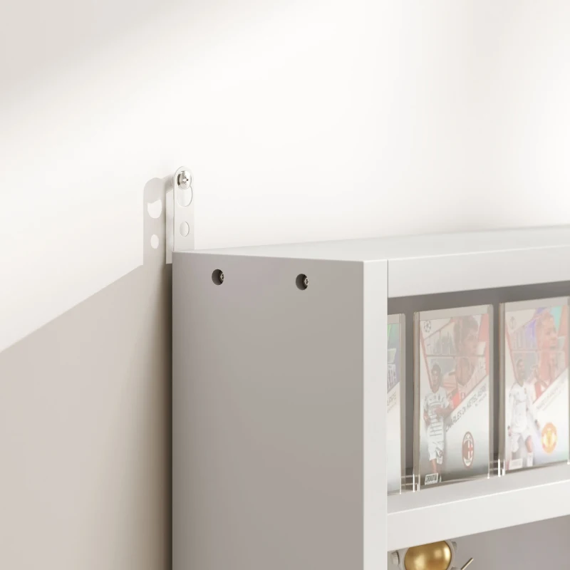 HOMCOM 5-Tier Display Cabinet, Shot Glass Display Case, Glass Curio Cabinet with 2 Glass Doors and 4 Adjustable Shelves, White