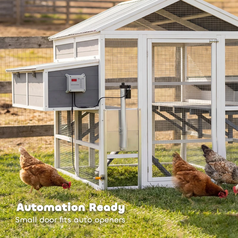 PawHut Wooden Chicken Coop, Outdoor Hen House with 2 Feeders, 2 Nesting Boxes, 2 Roosting Bars, Ramps, Waterproof Roof