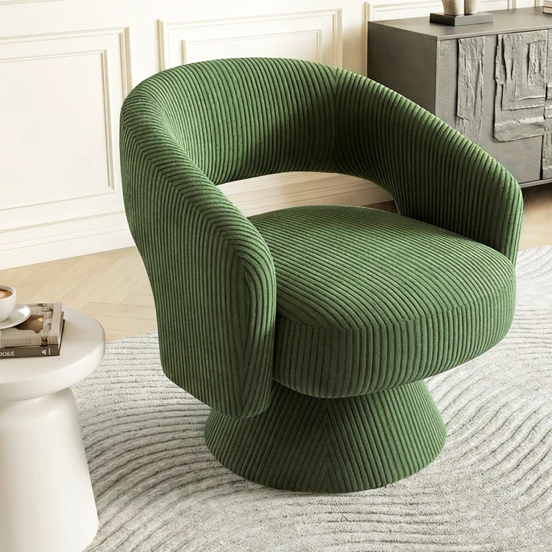 HOMCOM Swivel Barrel Accent Chair, Modern Upholstered Living Room Chair with Thick Padding for Reading, Green