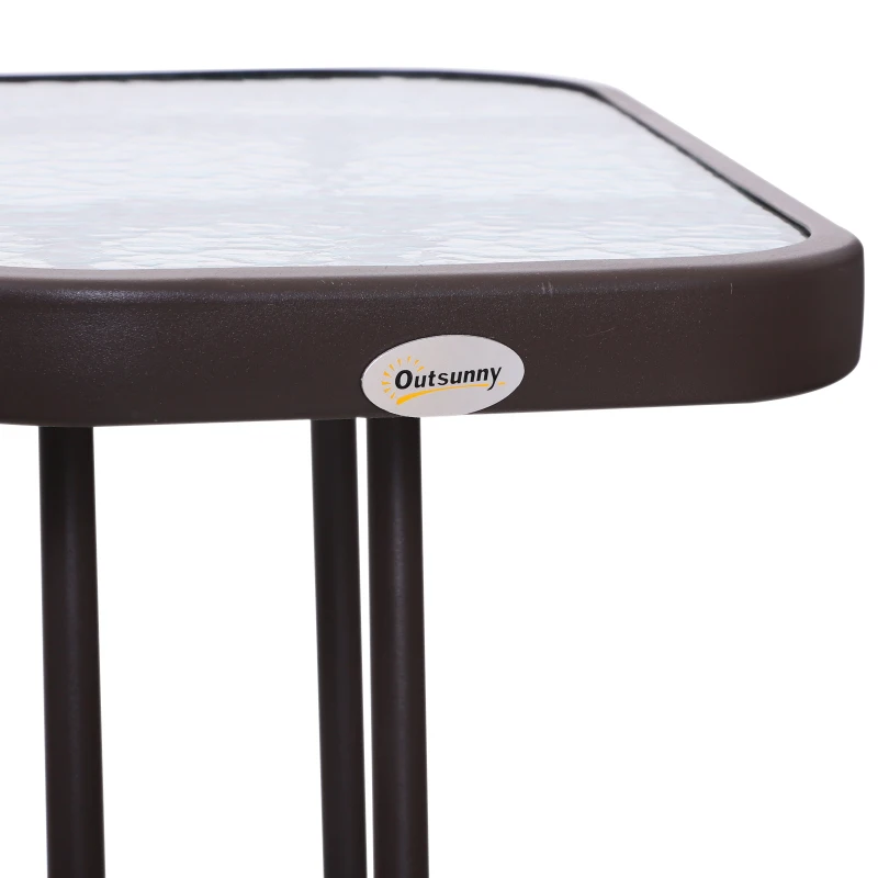 Outsunny Double Patio Glider Chair with Glass Top Center Table, Outdoor Glider Loveseat with High Back,  All Weather Breathable Mesh Fabric for Garden, Backyard, Deck, Grey