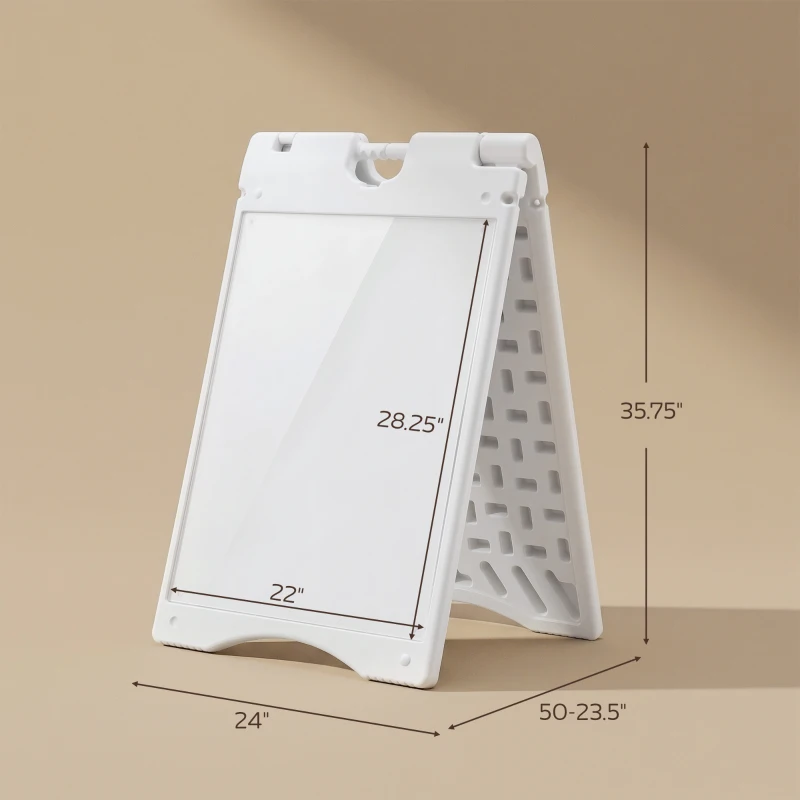 Vinsetto A Frame Sandwich Board Signs Outdoor 22" x 28" Sidewalk Sign with Weighted Tank & Weatherproof Design, White