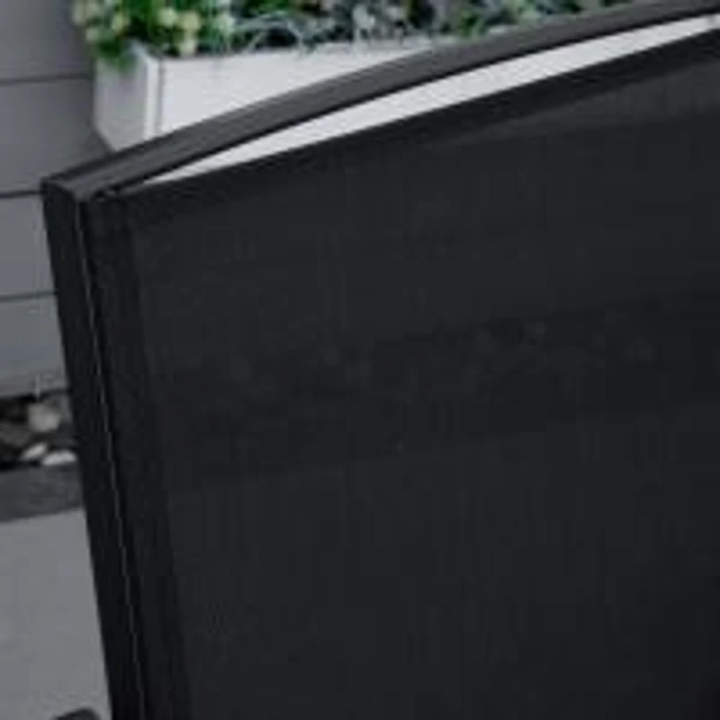 Outsunny Double Patio Glider Chair with Glass Top Center Table, Outdoor Glider Loveseat with High Back,  All Weather Breathable Mesh Fabric for Garden, Backyard, Deck, Black