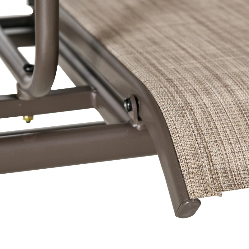 Outsunny Patio Glider Rocking Chair 2 Person Outdoor Loveseat Rocker Garden Furniture Bench, Flaxen