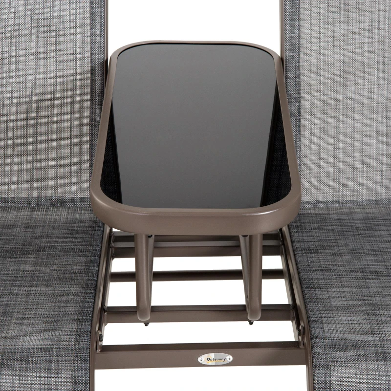 Outsunny Patio Glider Rocking Chair 2 Person Outdoor Loveseat Rocker Garden Furniture Bench, Grey