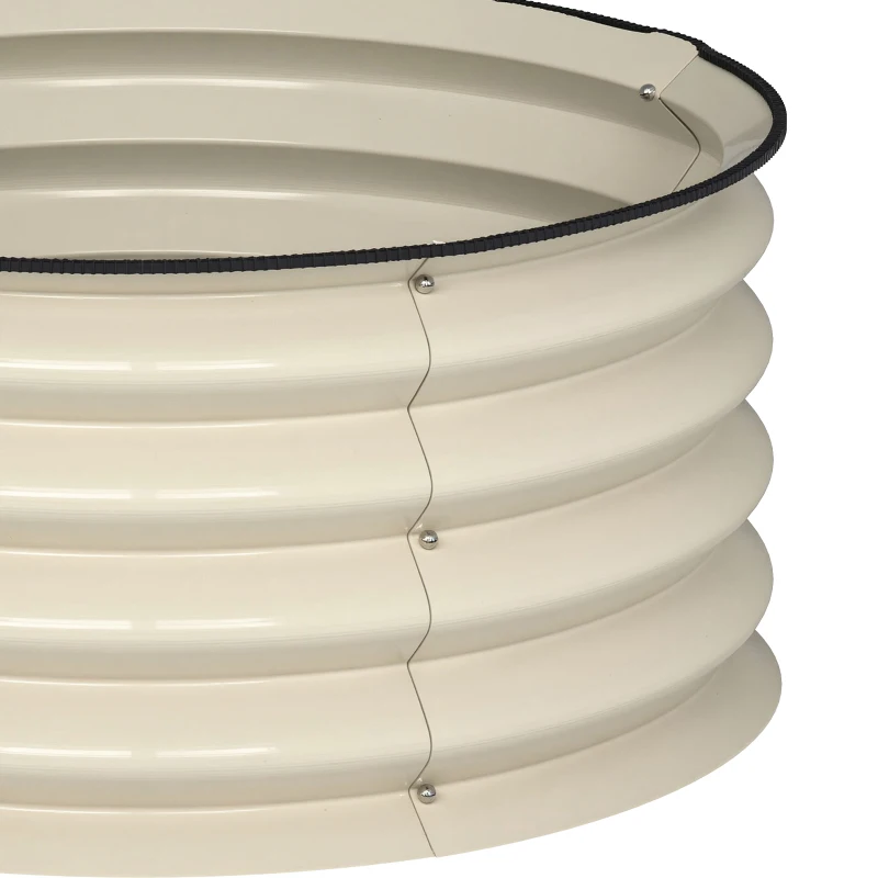 Outsunny Set of 2 Raised Garden Bed, Metal Planter Box with Safety Edging, Easy-to-assemble Stock Tank, Cream