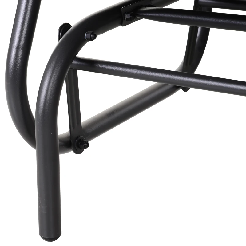 Outsunny Patio Double Glider Outdoor Steel Sling Fabric Gliding Bench Garden Swing Chair Heavy-Duty Porch Rocker Garden Loveseat Grey