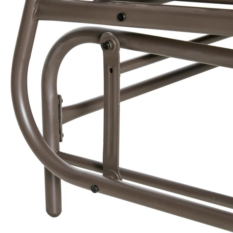 Outsunny Patio Glider Rocking Chair 2 Person Outdoor Loveseat Rocker Garden Furniture Bench, Flaxen