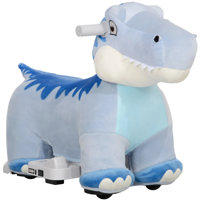 Qaba 6V Kids Electric Ride on Animal Tyrannosaurus with Music Forward for Aged 18-36 Months, Blue