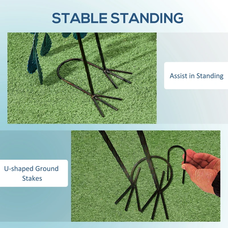 Outsunny Peacock Garden Statue Lawn Ornament Steel Garden Decor Bird Statue with Stakes 9.8" W x 11.4" D x 23.2" H Multi-coloured