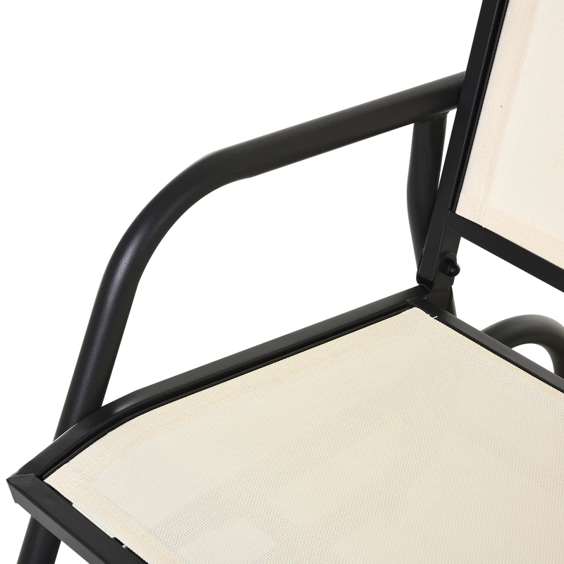 Outsunny Outdoor Glider Bench, 2 Person Patio Glider Chair, Gliding Outdoor Garden Loveseat Swing Bench with Breathable Mesh Fabric, Steel Frame for Backyard, Porch, Cream White