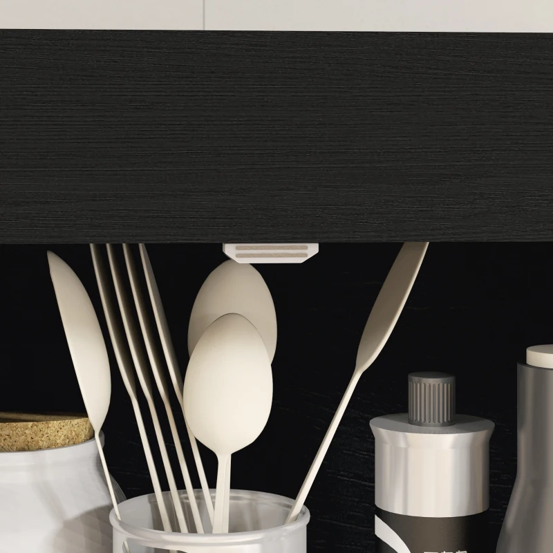 HOMCOM 72" Tall Pantry Cabinet, Kitchen Storage Cabinet with 4 Doors, Drawer and 2 Adjustable Shelves, Black Wood Grain